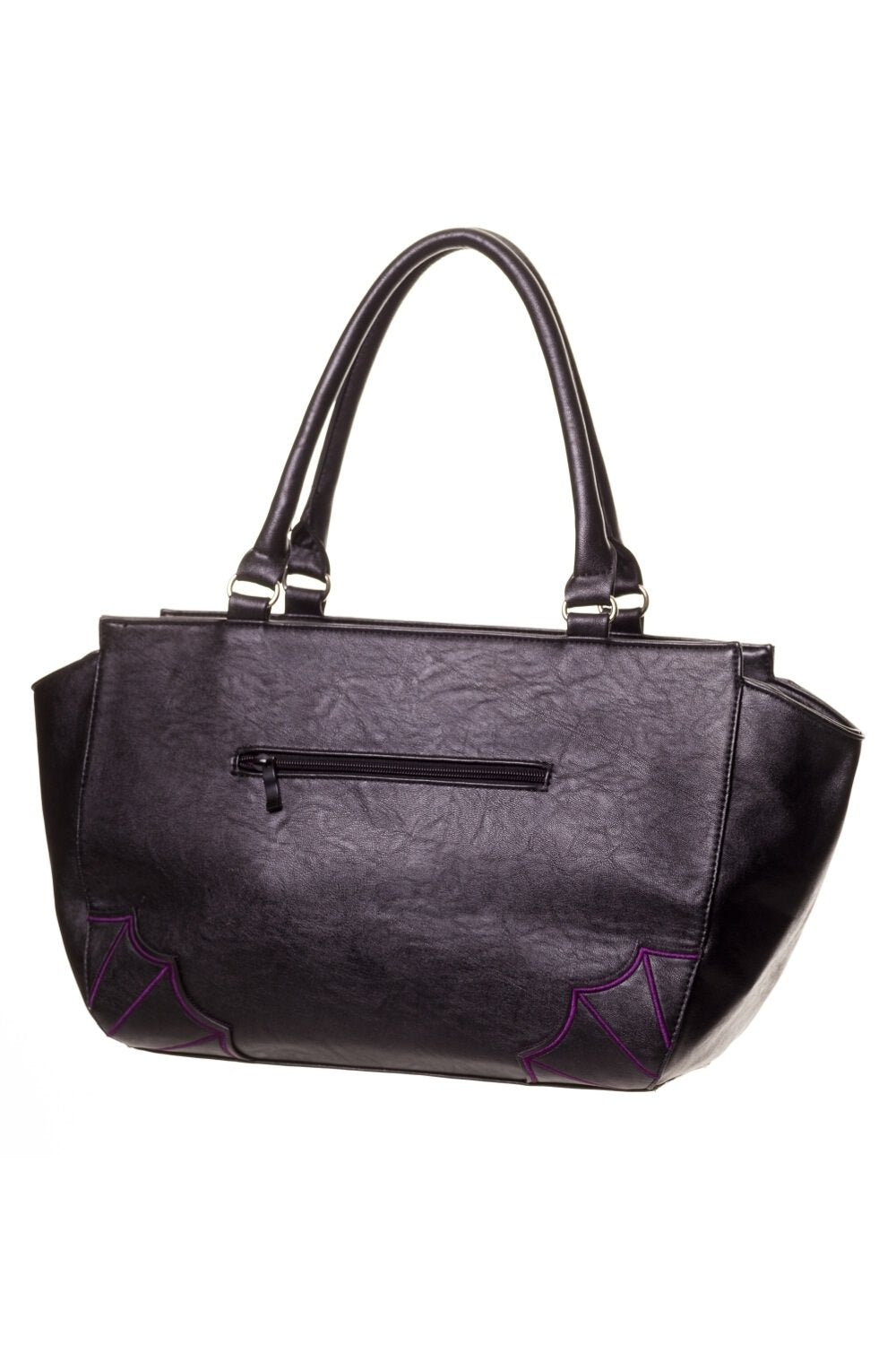 Banned Apparel BBN797 Black Faux Leather Handbag with Bats