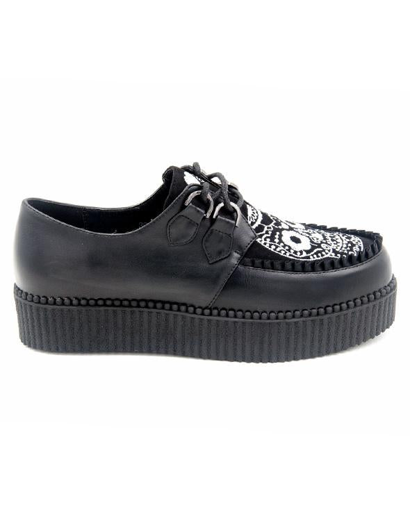 Banned BND-156 Sugar Skull Lace-Up Creepers