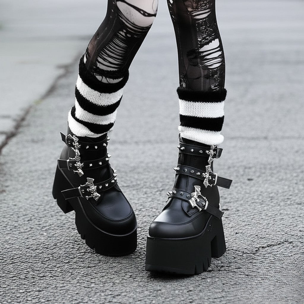DemoniaCult Ashes 55 Womens 3 1/2" Heel, Platform Ankle Length Boots