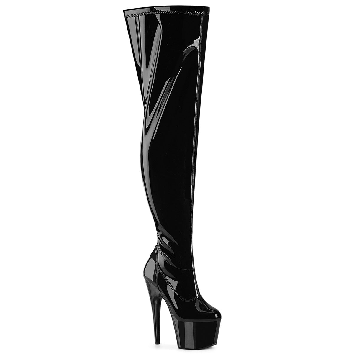 Pleaser Adore 3000WCF Womens 7" Heel, Platform Stretch Fit, Wide Fit Thigh High Pole Dance Boot