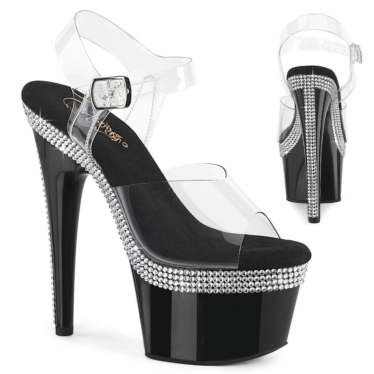 Pleaser Adore 708MLS Womens 7 Inch Heel, Pole Dancing Rhinestone Platform Sandals