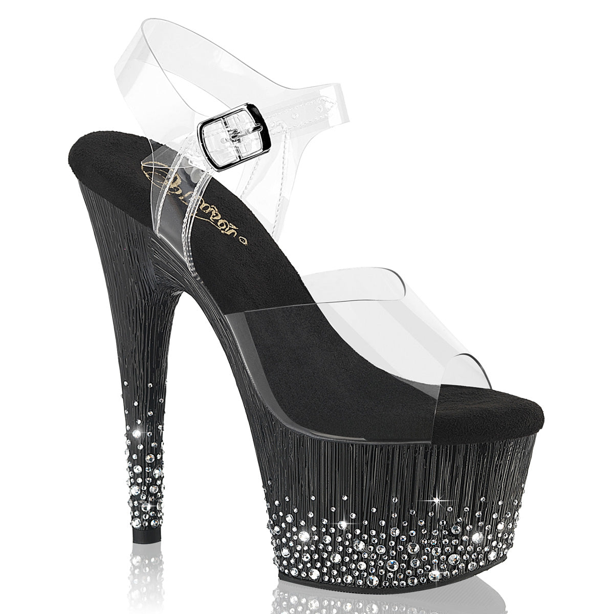 Pleaser Adore 708SPKL-01 Womens 7 Inch High Heel, Platform Pole Dancing Rhinestone Sandal