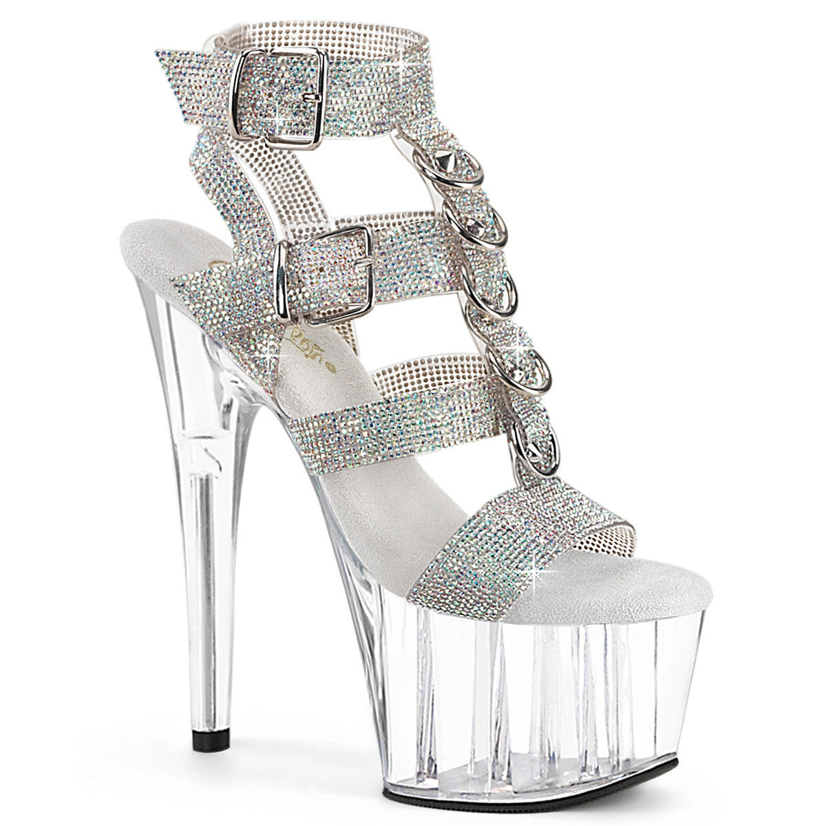 Pleaser Adore 756 Womens 7 Inch Heel, Platform Pole Dancing Rhinestone Sandal, T-Bar Shoes