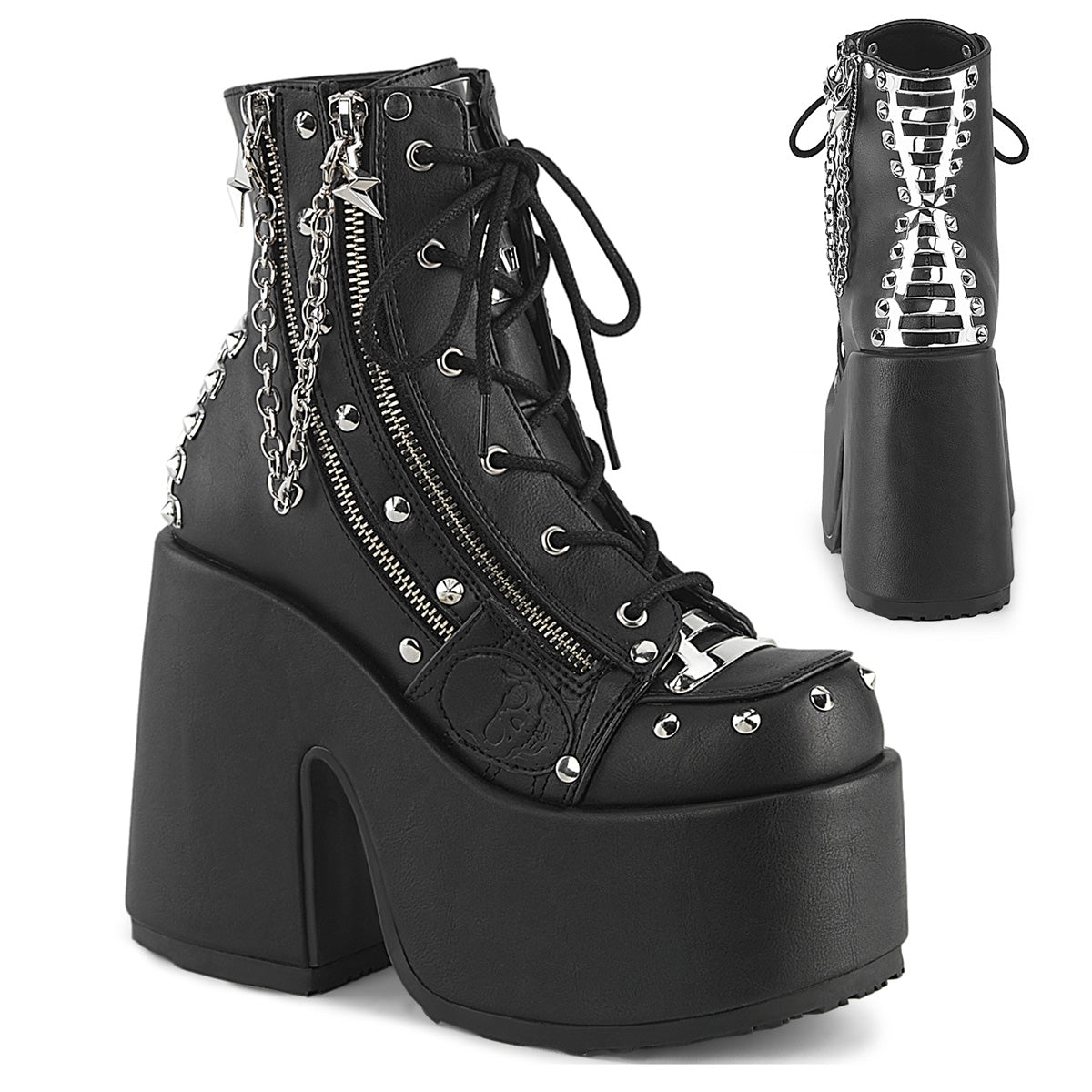 DemoniaCult Camel 208 Womens 5" Heel, Platform Front Lace Ankle Length Boots