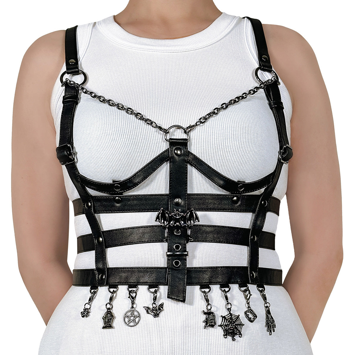 DemoniaCult DA-118 Faux Leather Cage Body Harness