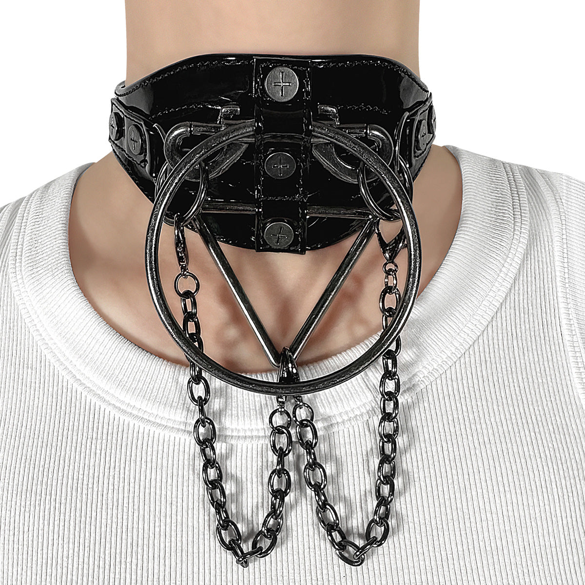 DemoniaCult DA-205 Black Patent Faux Leather CHoker