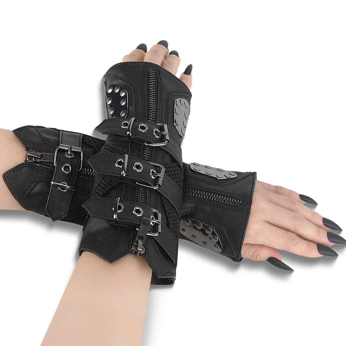 DemoniaCult DA-457 Black Stretch Faux Leather Arm Warmer (Pair)