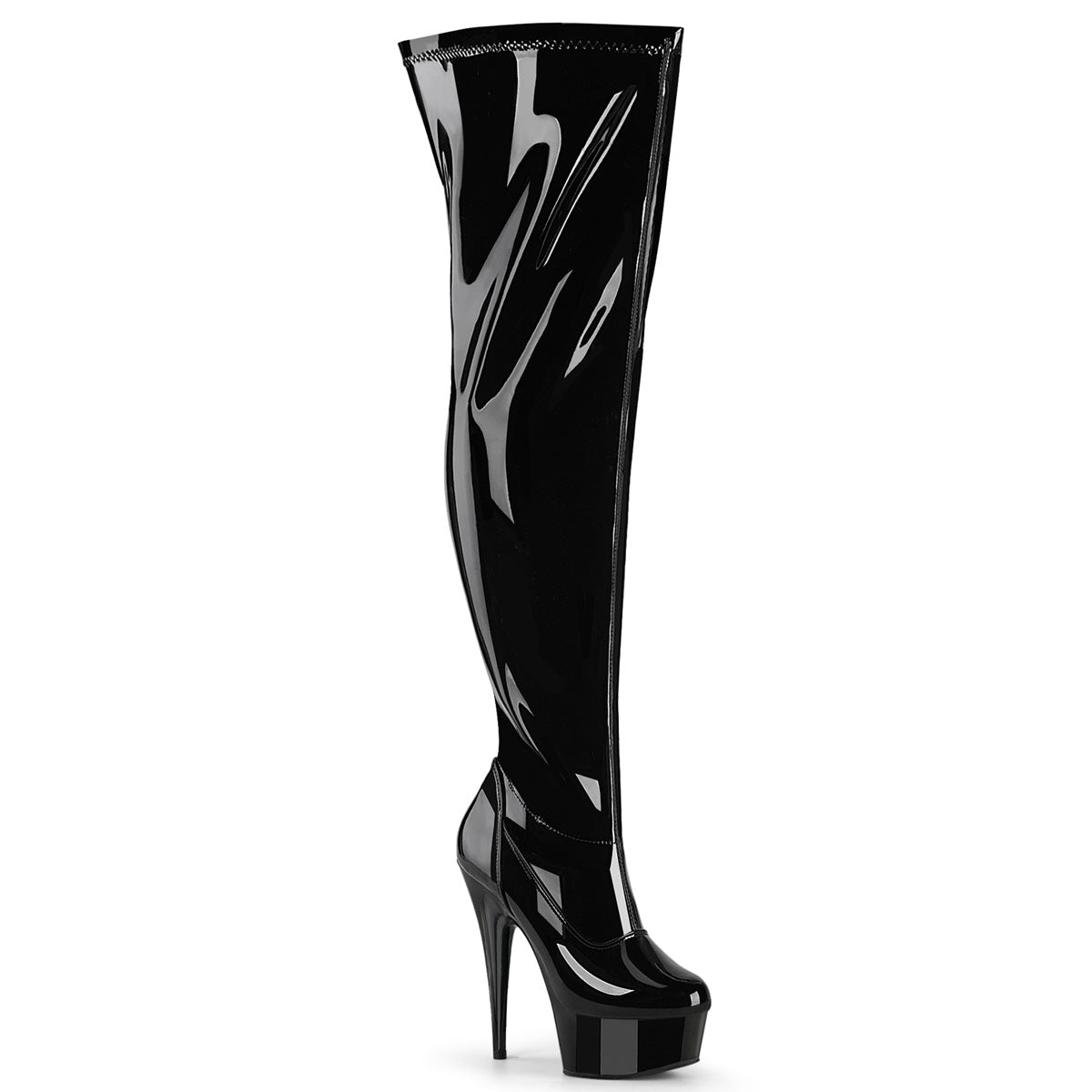 Pleaser Delight 3000WCF Womens 6 Inch Heel, Platform Stretch Fit, Wide Fit Thigh High Pole Dance Boot