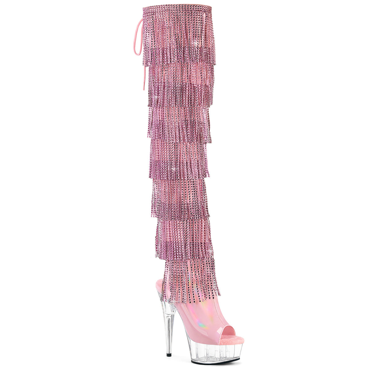 Pleaser Delight 3017HG-F Womens 6 Inch Heel, Platform Back Lace Peep-Toe Thigh Boots