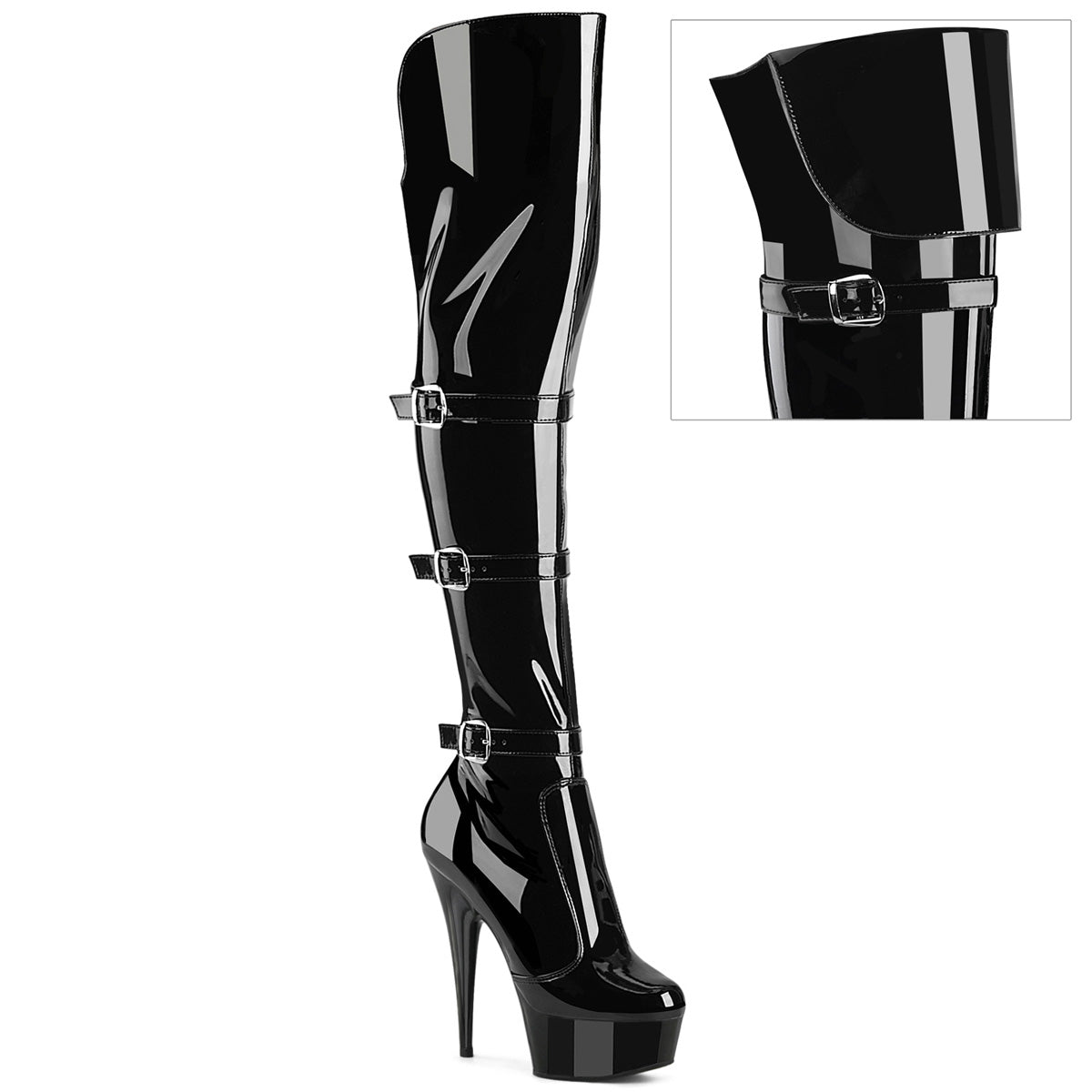 Pleaser Delight 3018 Womens 6 Inch Heel, Platform Back Lace Thigh Boots