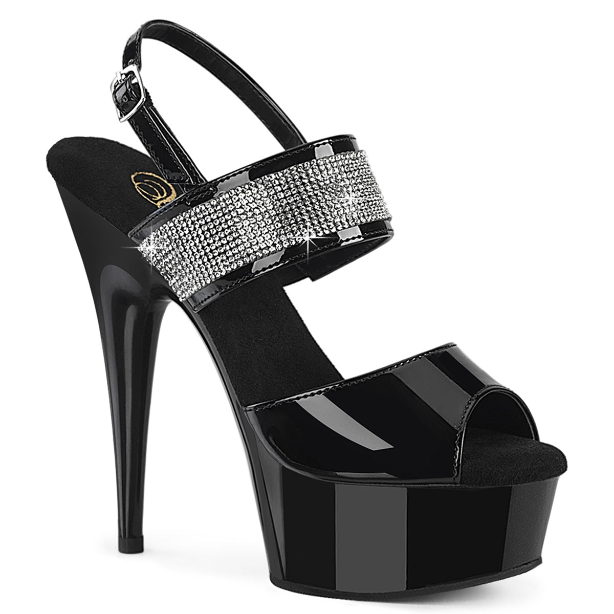 Pleaser Delight 639 Womens 6" Heel, Platform Rhinestone Sandal, Peep-Toe Shoes, Sling Back Shoes