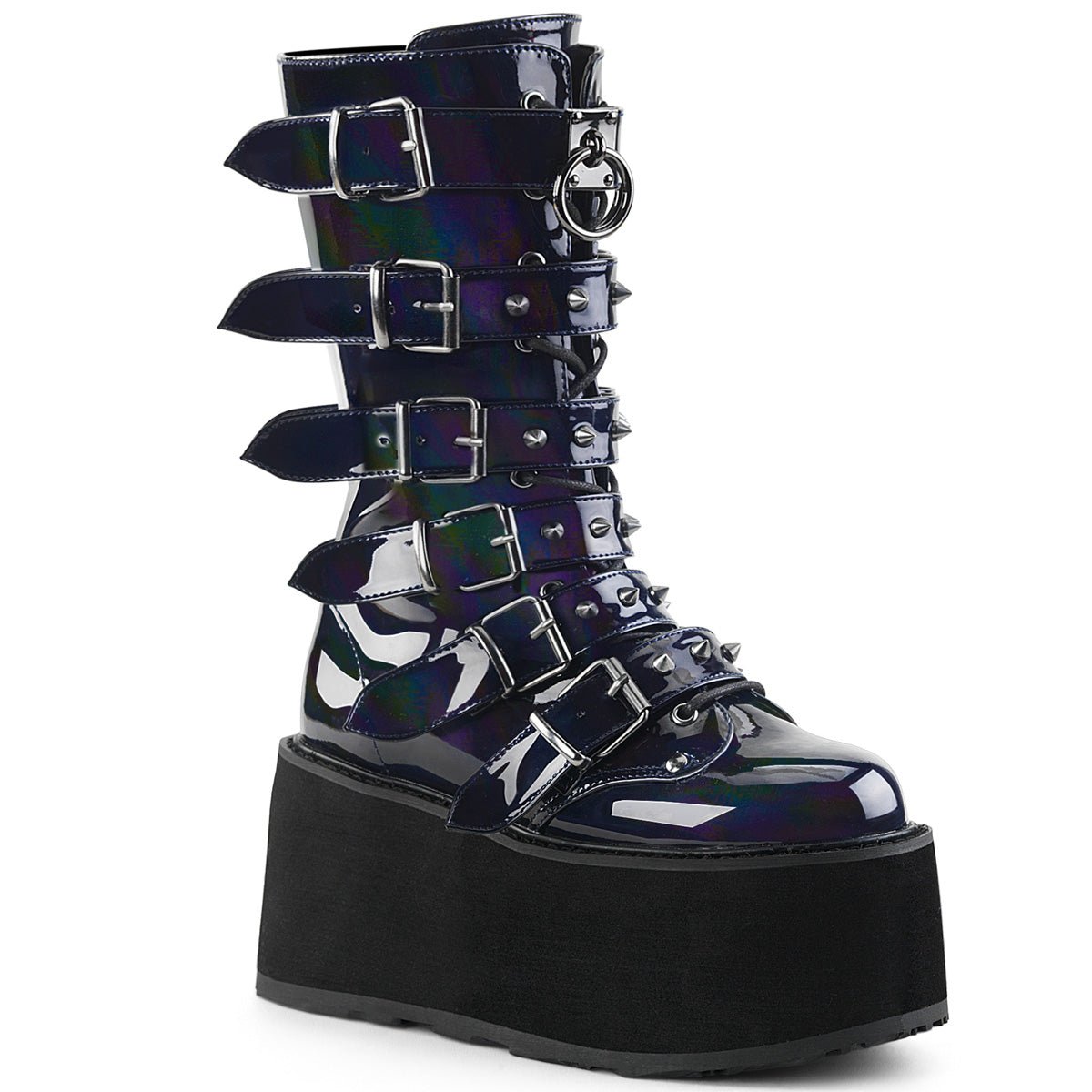 Clearance DemoniaCult Damned 225 Black Hologram Patent Size 4UK/7USA
