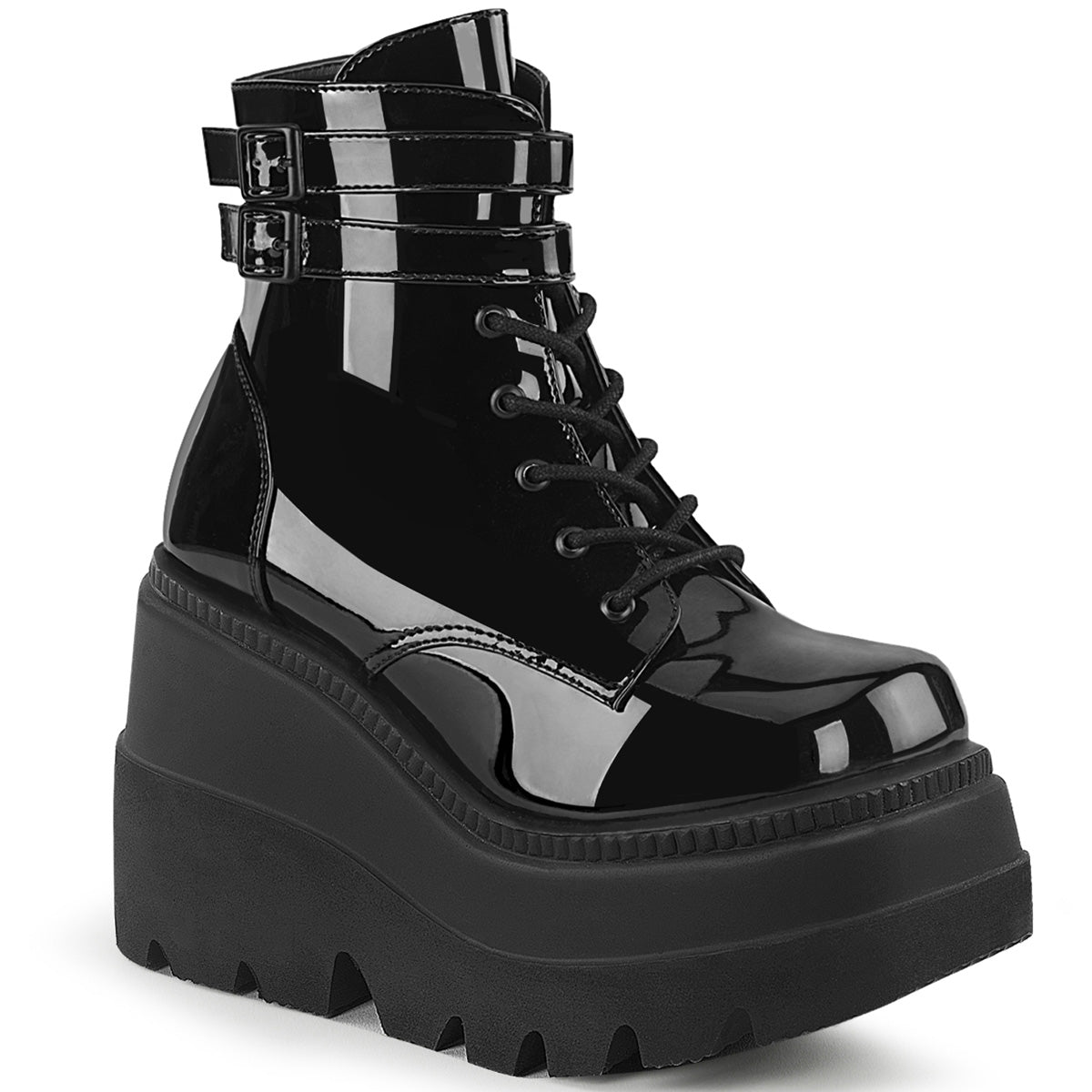 Clearance DemoniaCult Shaker 52 Black Patent Size 2UK/5USA