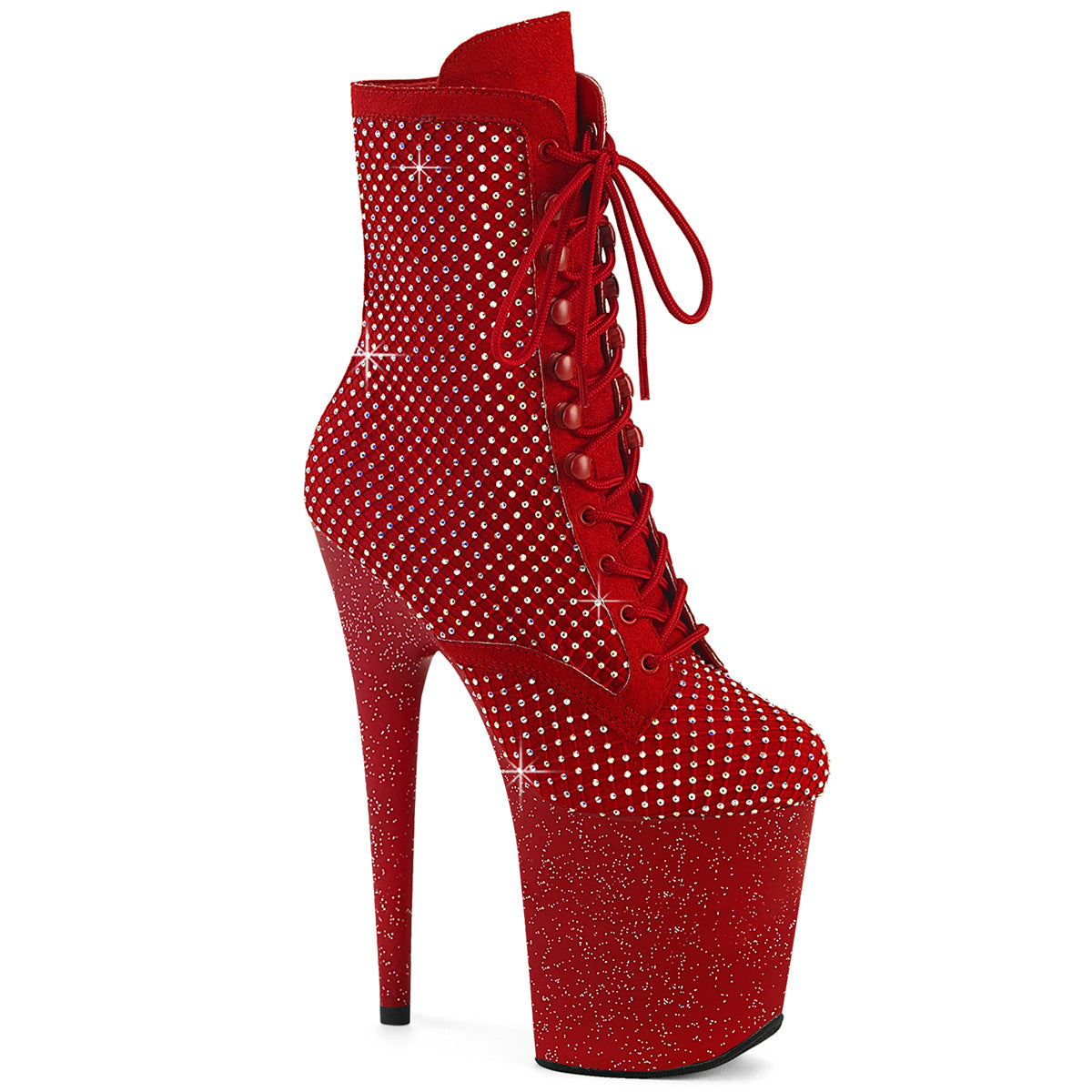 Pleaser Flamingo 1020RM Womens 8 Inch Heel, Platform Front Lace Ankle Length Pole Dance Boot