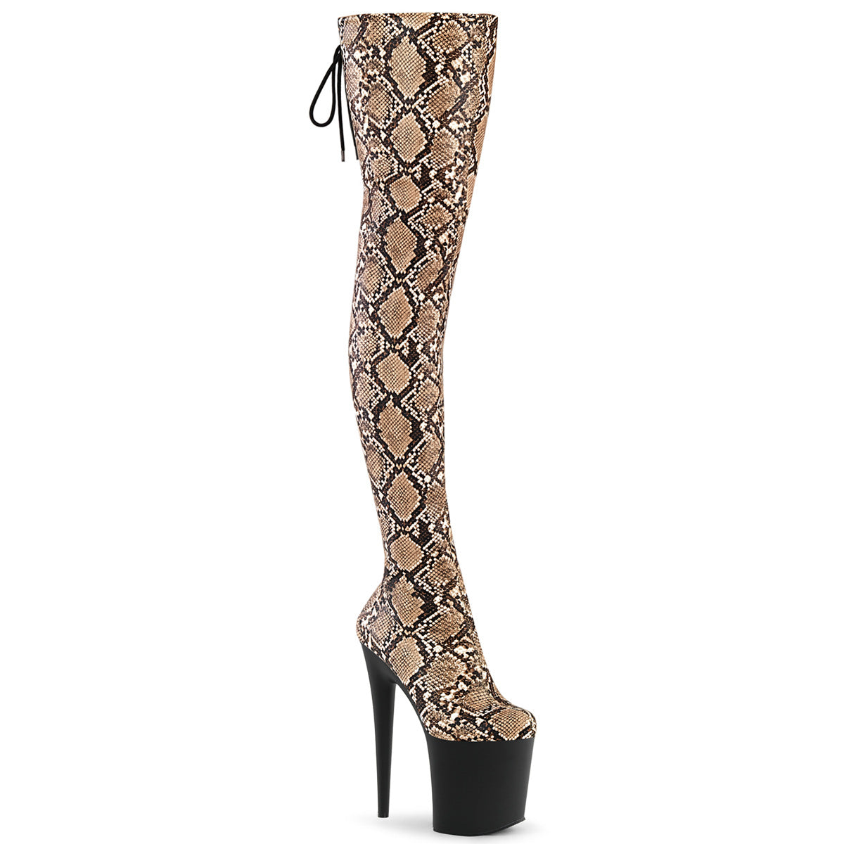 Pleaser Flamingo 3008SP-BT Womens 8 Inch Heel, Platform Stretch Fit Thigh High Pole Dance Boot