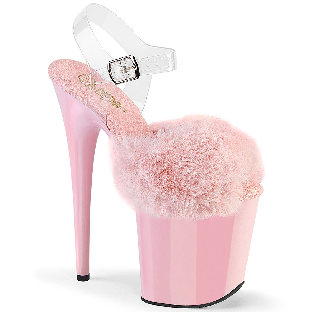 Pleaser Flamingo 808FUR Womens 8 Inch Heel Platform Pole Dancing Fluffy Fur Sandals