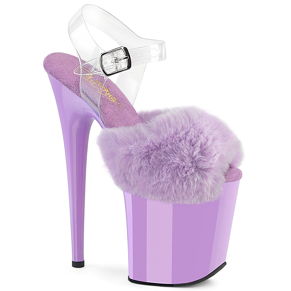 Pleaser Flamingo 808FUR Womens 8 Inch Heel Platform Pole Dancing Fluffy Fur Sandals