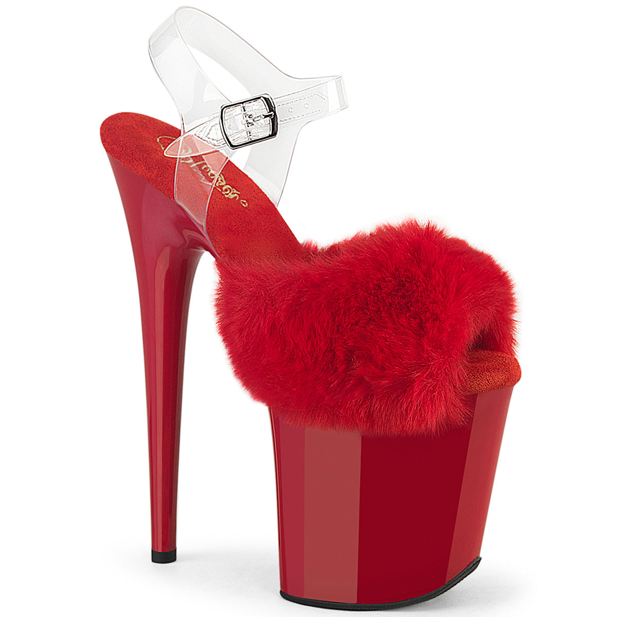 Pleaser Flamingo 808FUR Womens 8 Inch Heel Platform Pole Dancing Fluffy Fur Sandals