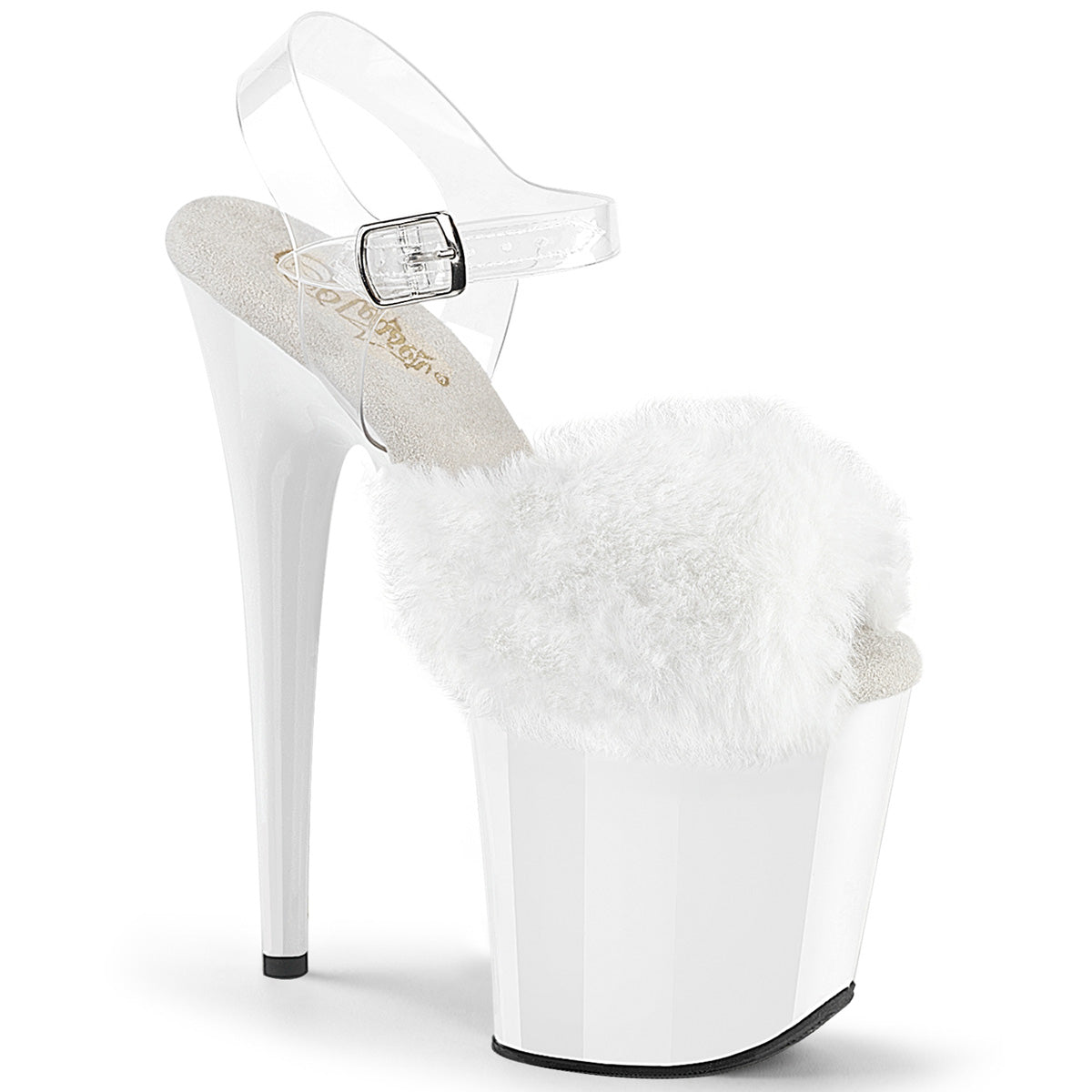 Pleaser Flamingo 808FUR Womens 8 Inch Heel Platform Pole Dancing Fluffy Fur Sandals