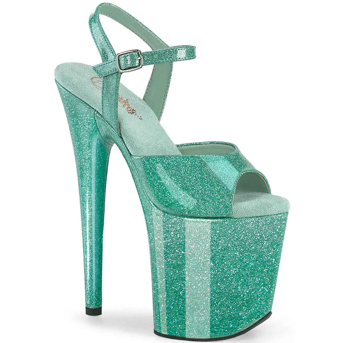 Pleaser Flamingo 809GP Womens 8" Heel, Platform Pole Dancing Glittery Sandals