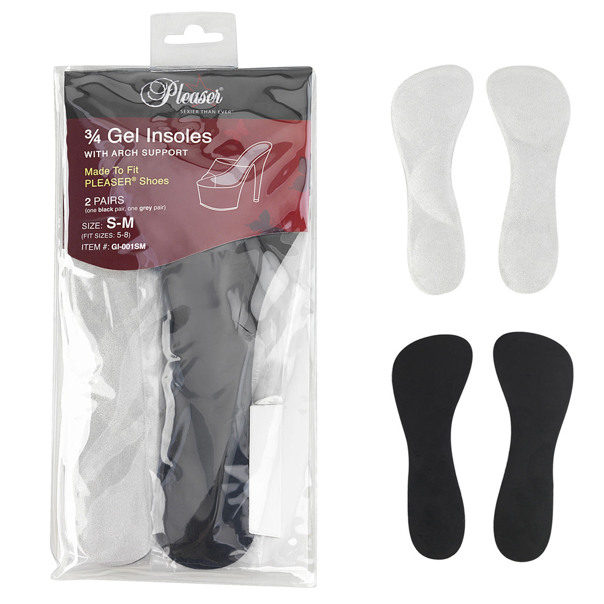 Pleaser Gel Insoles With Arch Support Small/Medium