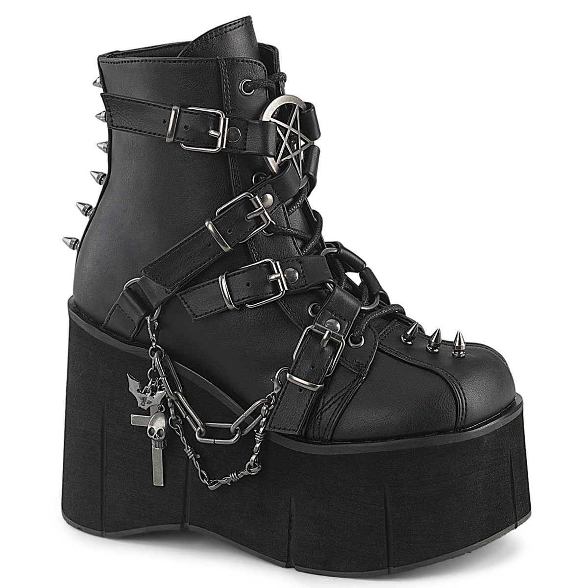 DemoniaCult Kera 68 Womens Wedge Platform Ankle Length Lace-Up Boots