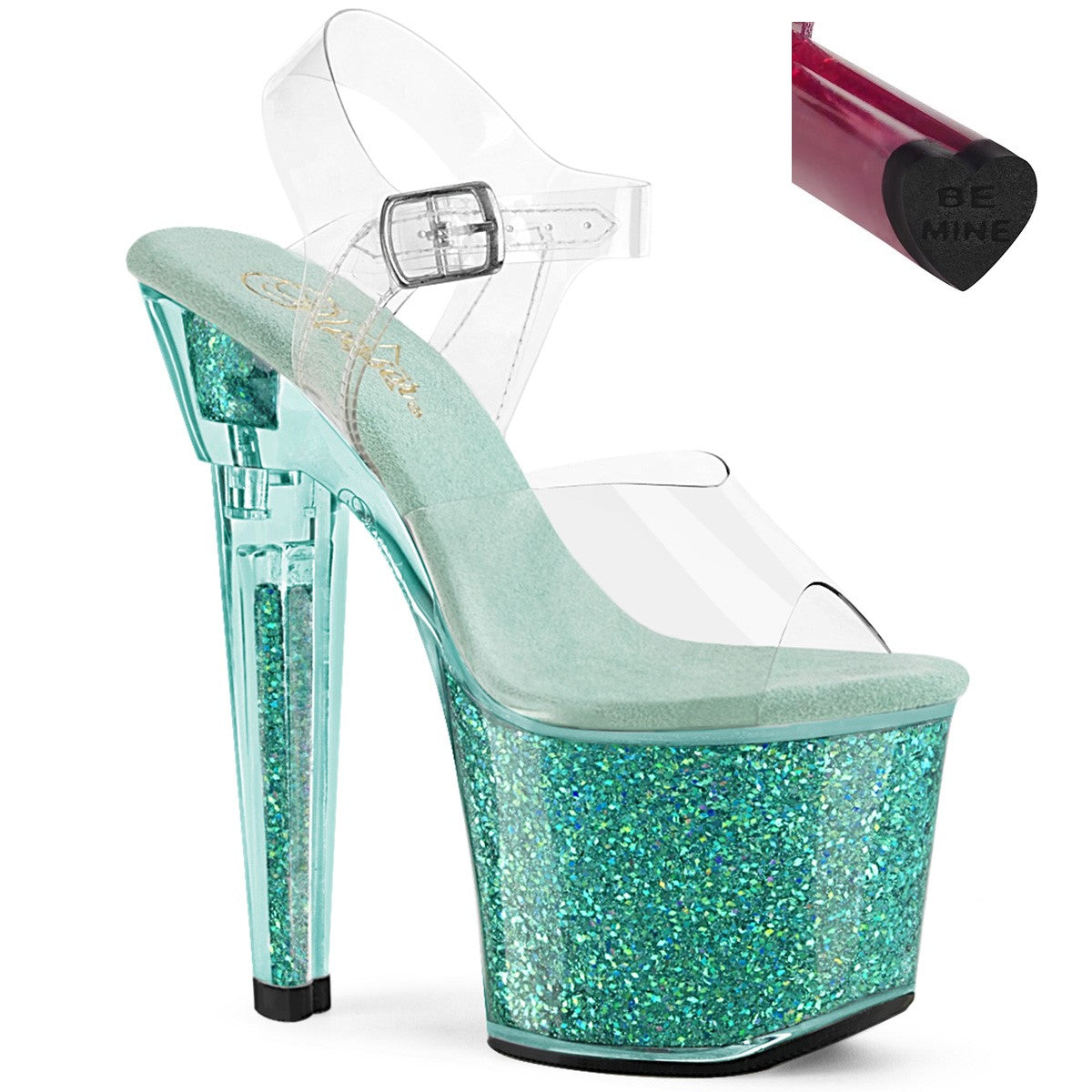 Pleaser Lovesick 708SG Womens 7 Inch Heel, Platform Glittery Sandals