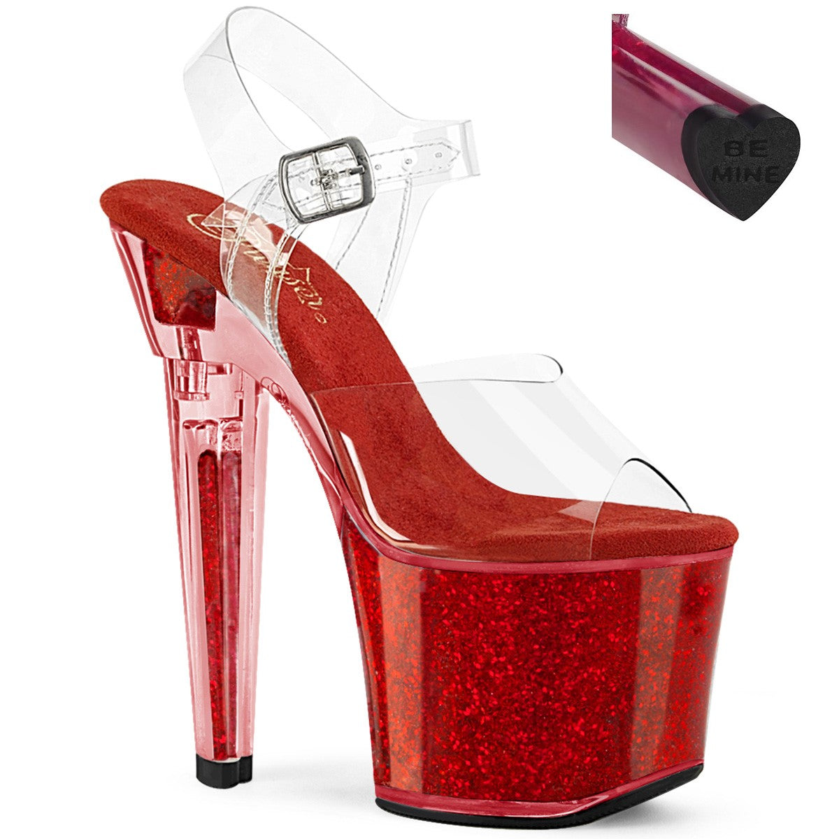 Pleaser Lovesick 708SG Womens 7 Inch Heel, Platform Glittery Sandals