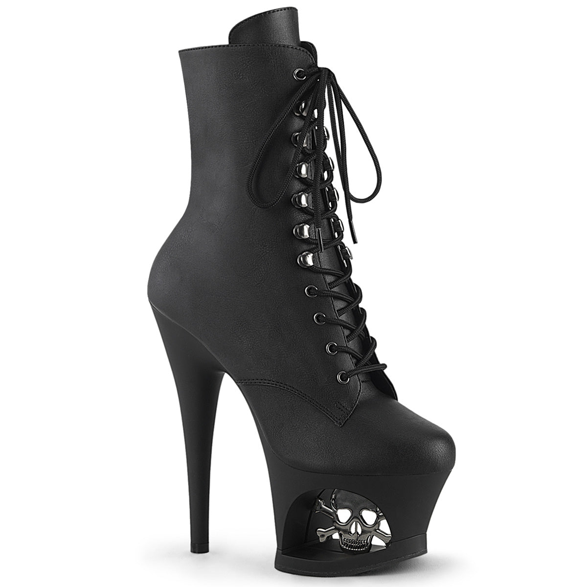Pleaser Moon 1020SK Womens 7" Heel, Front Lace, Cut-Out Platform Ankle Boots
