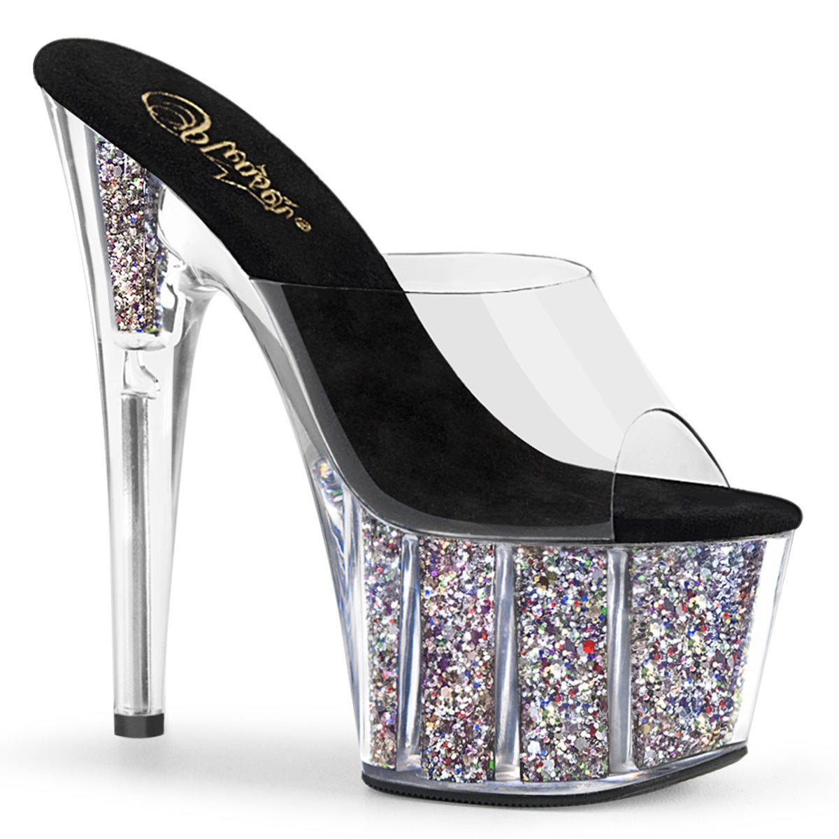 Clearance Pleaser Adore 701CG Clear/Silver Gltter Size 6UK/9USA