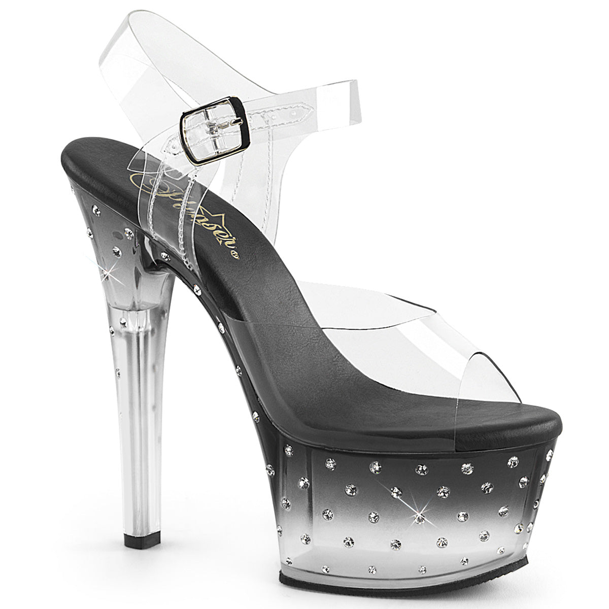 Clearance Pleaser Aspire 608STD Clear/Black-Clear Size 5UK/8USA