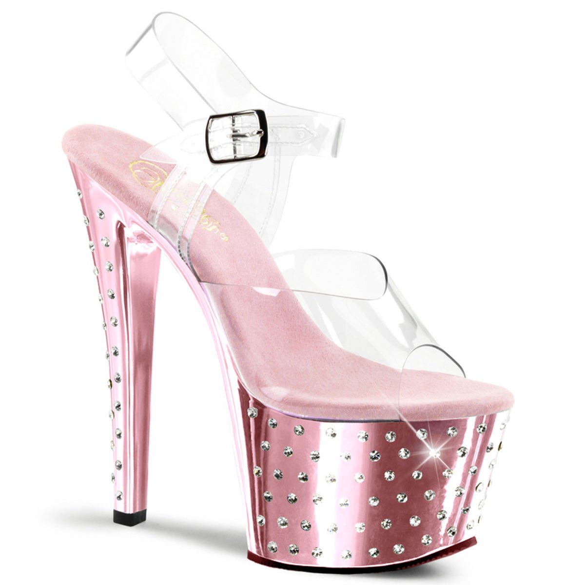 Clearance Pleaser Stardust 708 Clear-Baby Pink/Clear Size 6UK/9USA
