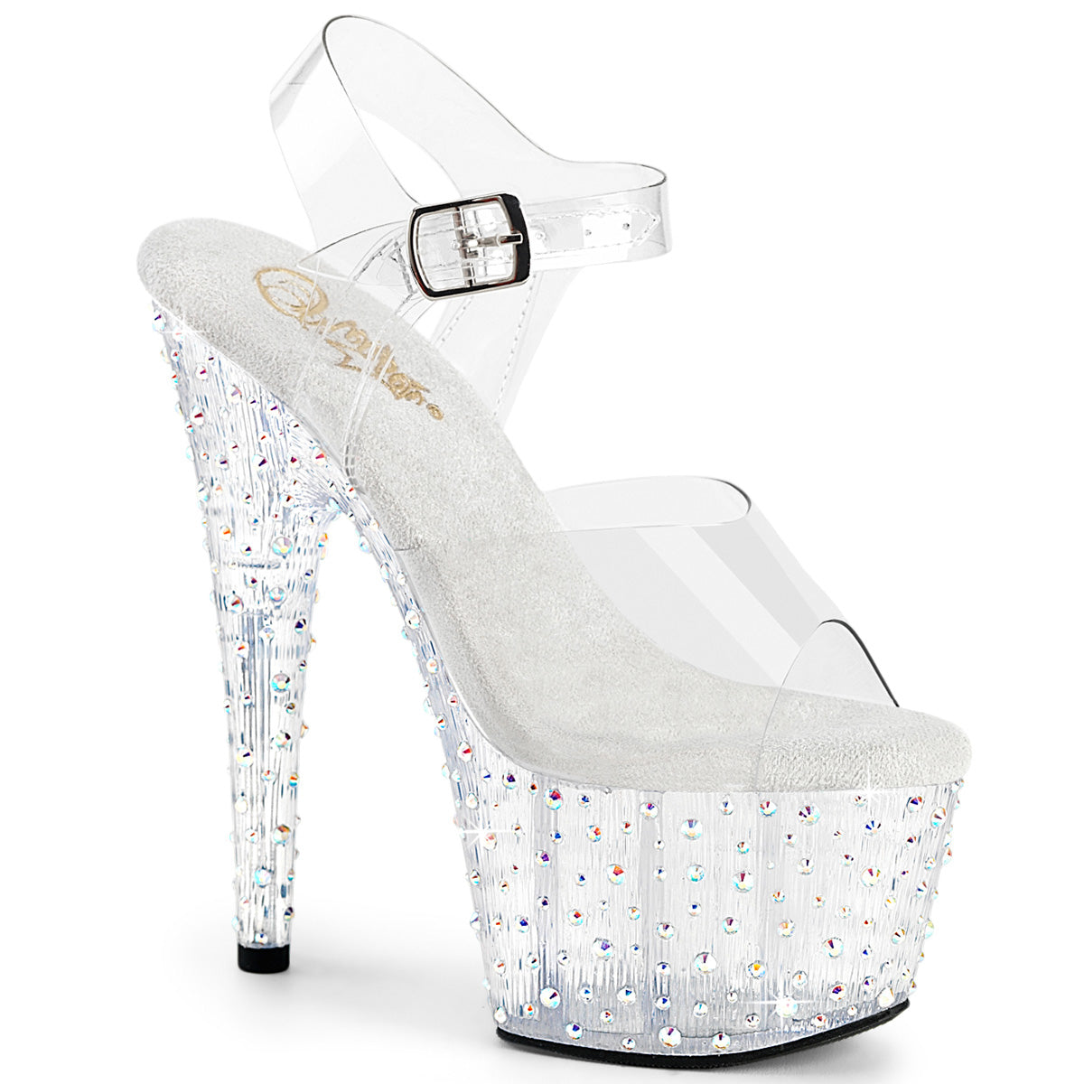 Pleaser Stardance 708 Womens 7 Inch Heel, Platform Rhinestone Sandal