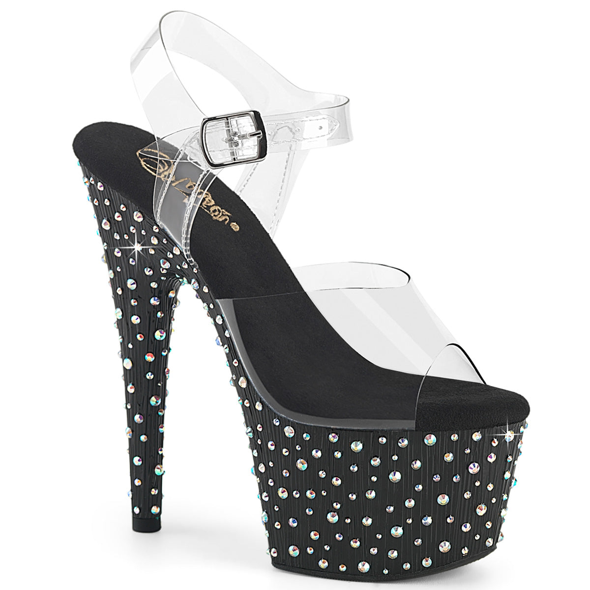 Pleaser Stardance 708 Womens 7 Inch Heel, Platform Rhinestone Sandal