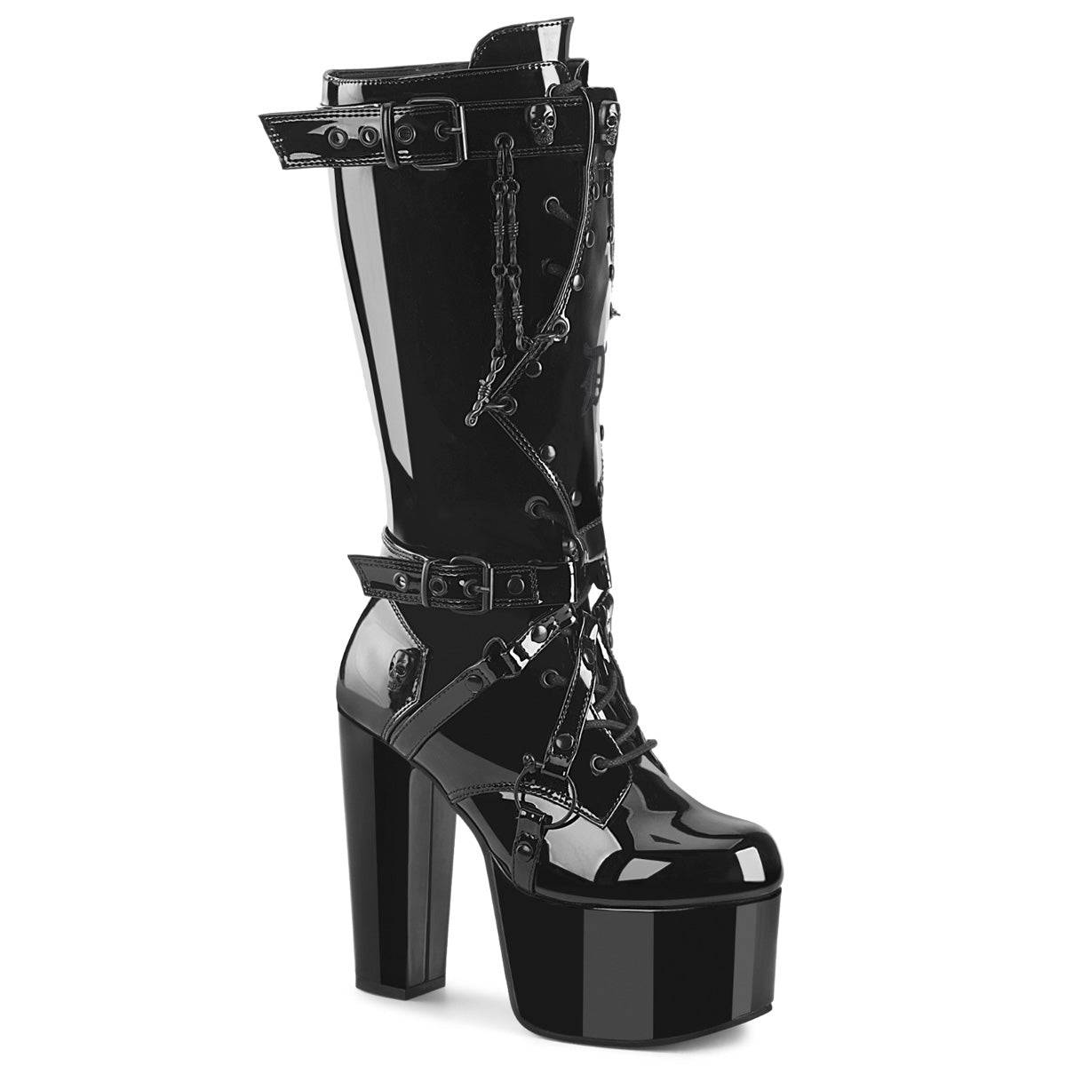 DemoniaCult Torment 218 Womens 5 1/2" Heel, Platform Front Lace Knee High Boots","Calf Length Boots