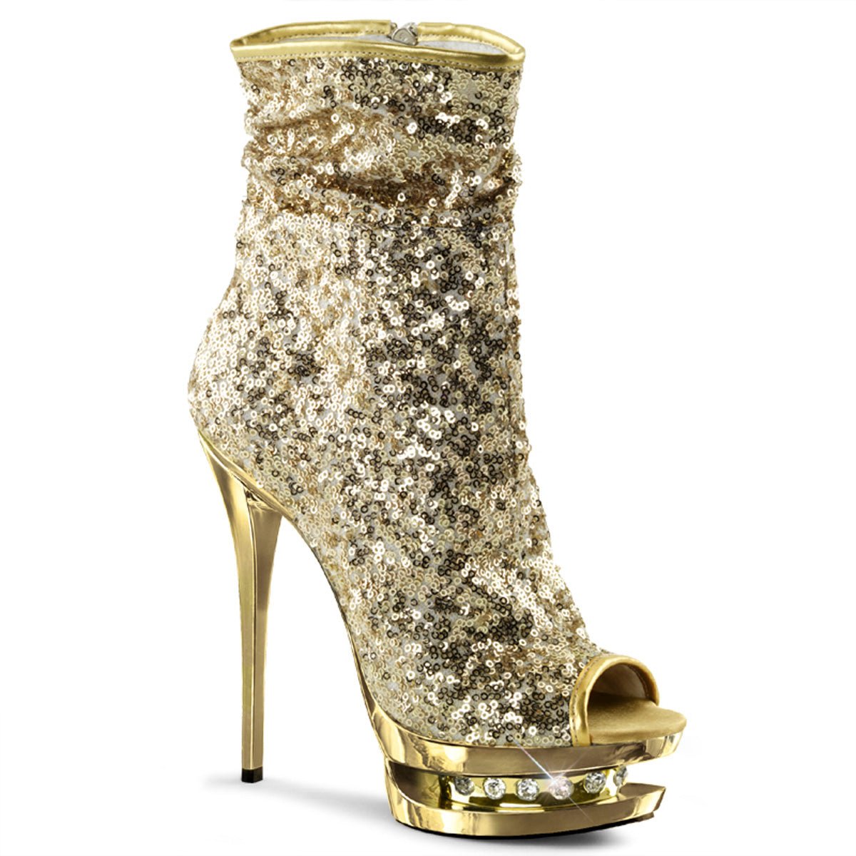 Clearance Pleaser Blondie R 1008 Gold Sequins Size 5UK/8USA - From Clearance Sold By Alternative Footwear