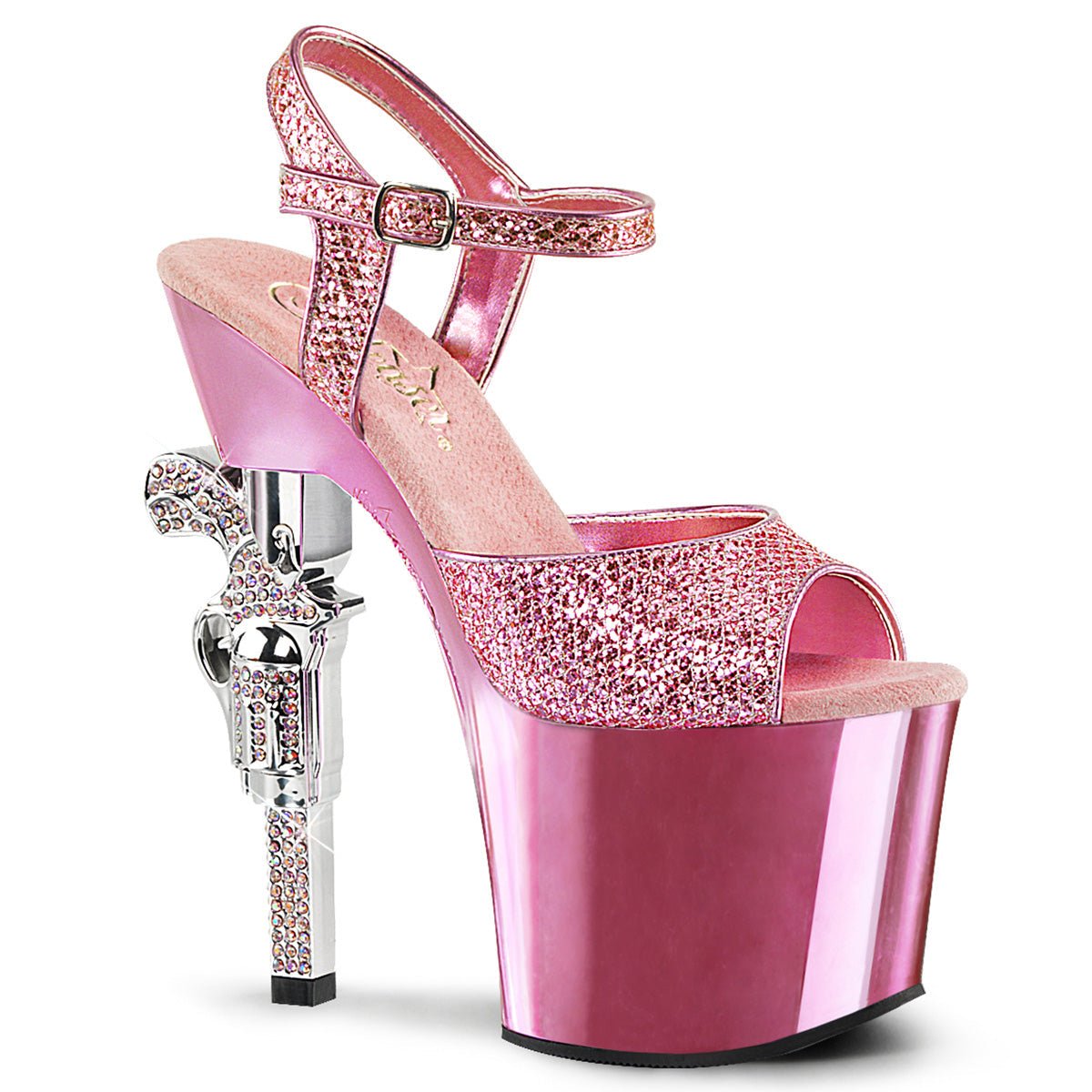 Clearance Pleaser Revolver 709G Pink Size 3UK/6USA - From Clearance Sold By Alternative Footwear