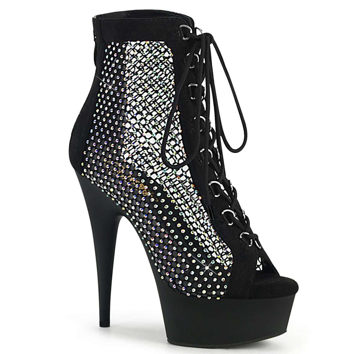 Pleaser Delight 600 33RM Womens 6 Inch Heel Platform Front Lace Ankle Length Boots From Alternative Footwear