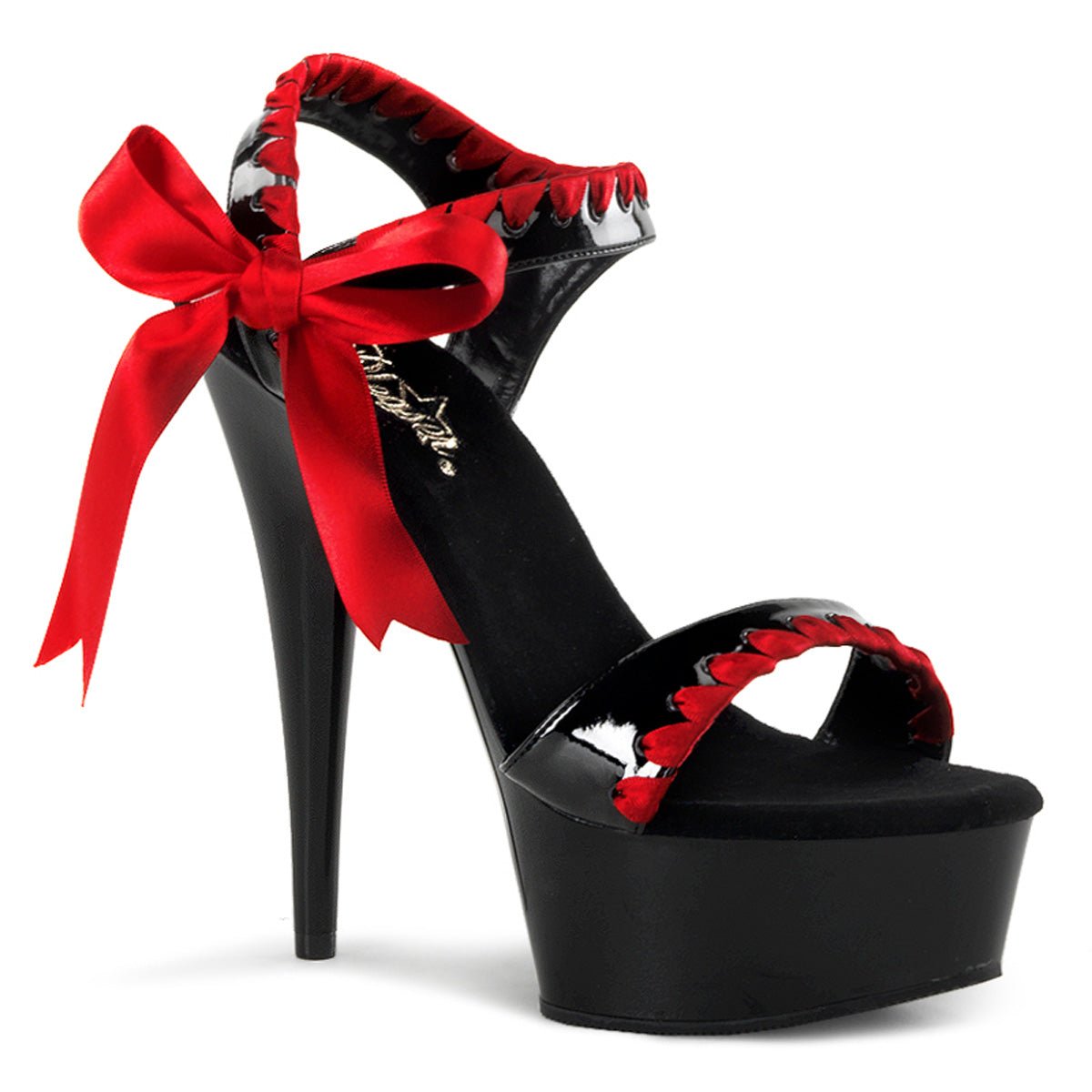Red ribbon high heels on sale