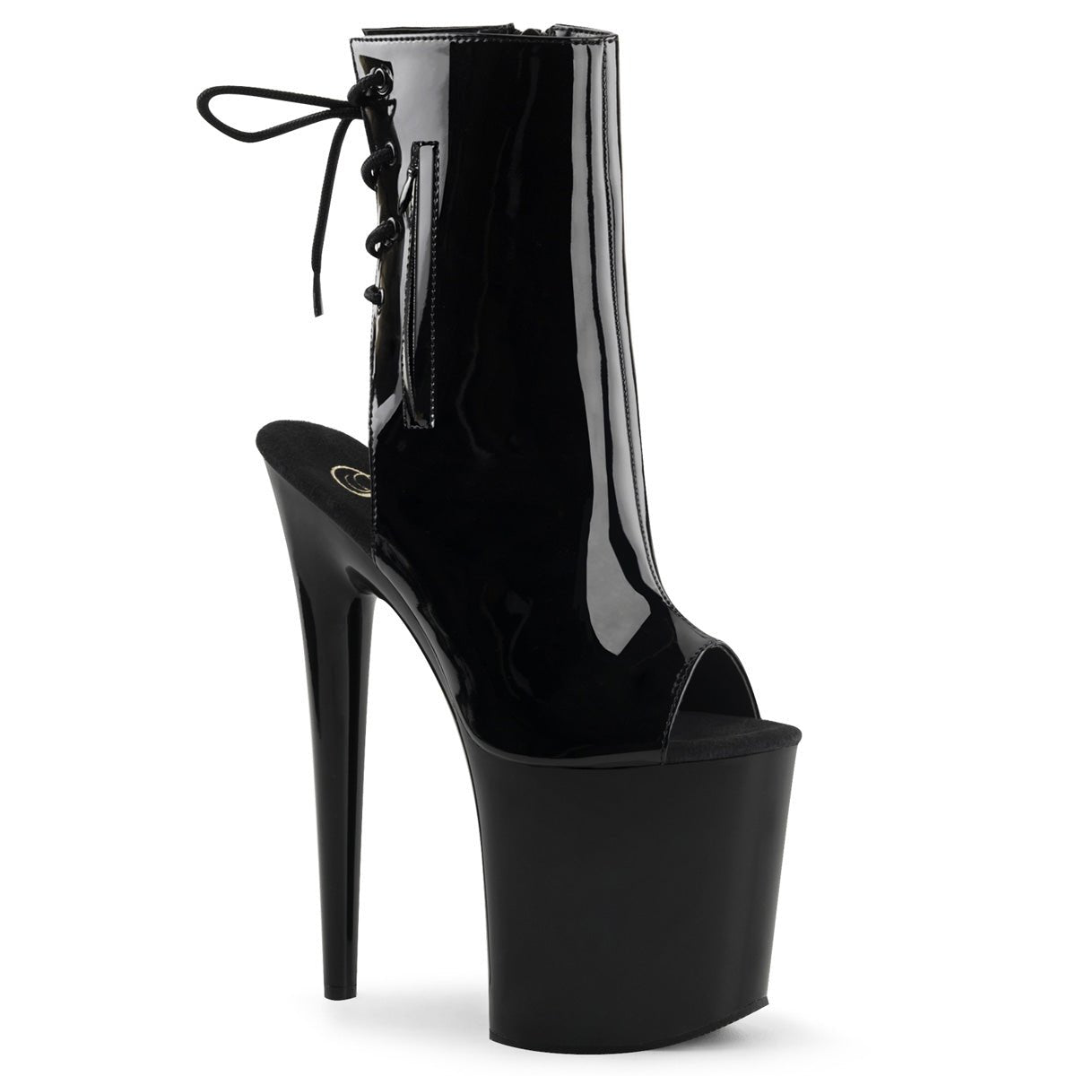 Pleaser Flamingo 1018 Womens 8 Inch Heel Platform Back Lace Ankle Length Peep Toe Boot