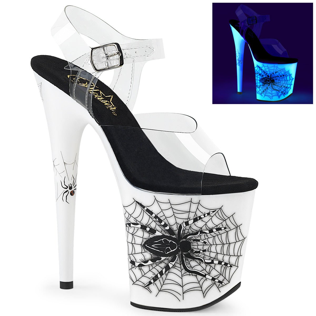 Clearance Pleaser Flamingo 808SW Clear-Neon White Size 6UK/9USA