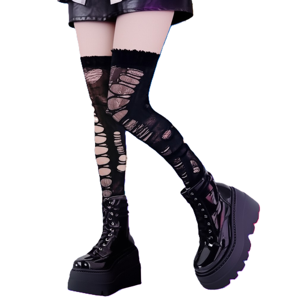 DemoniaCult Shaker 52 Womens Front Lace, Platform Ankle Length Boots