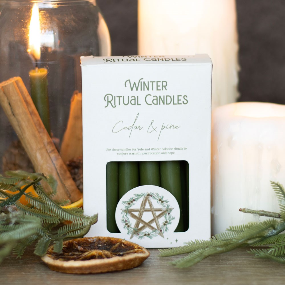 Pack of 12 Cedar & Pine Winter Ritual Spell Candles