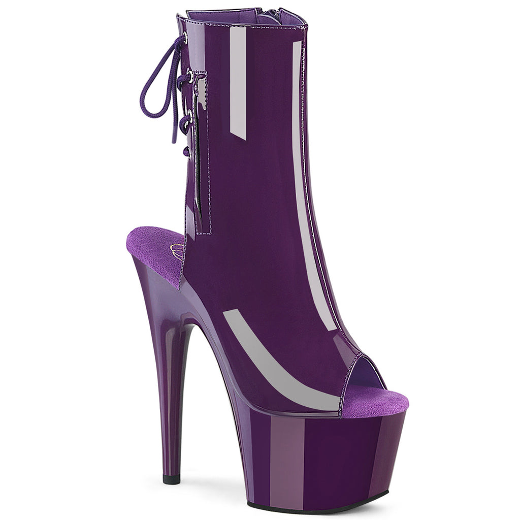 Pleaser Adore 1018 Womens 7 Heel Platform Back Lace Peep Toe Ankle Boots