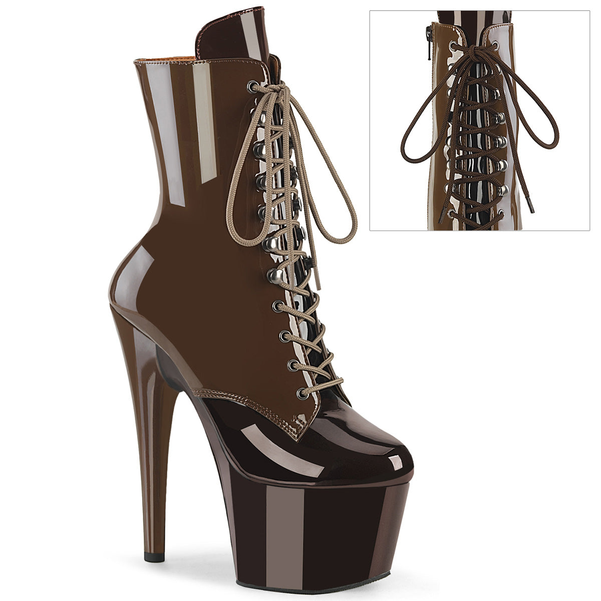 Pleaser Adore 1020DC Womens 7" Heel, Platform Front Lace Pole Dance Ankle Boots