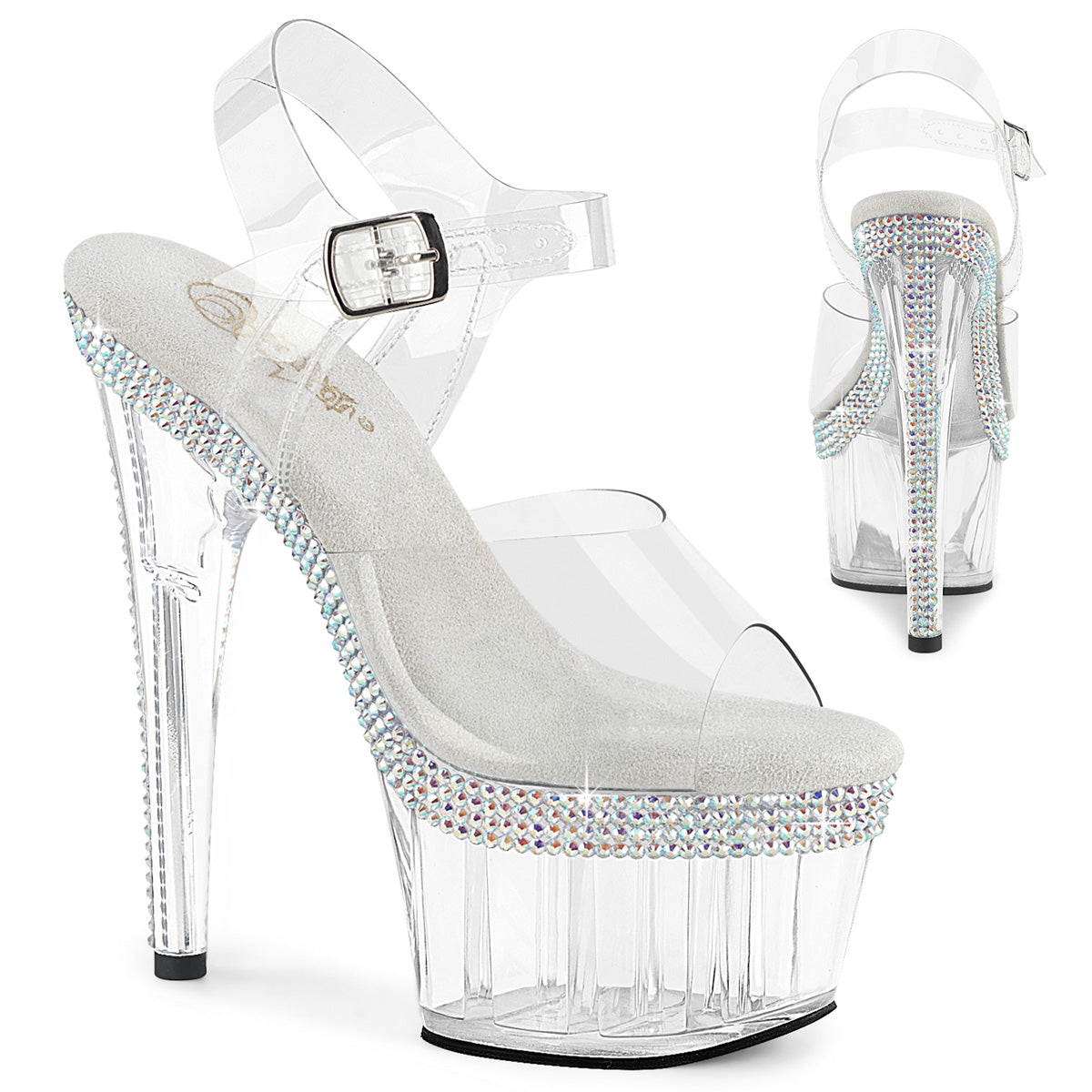 Pleaser Adore 708MLS Womens 7 Inch Heel, Pole Dancing Rhinestone Platform Sandals