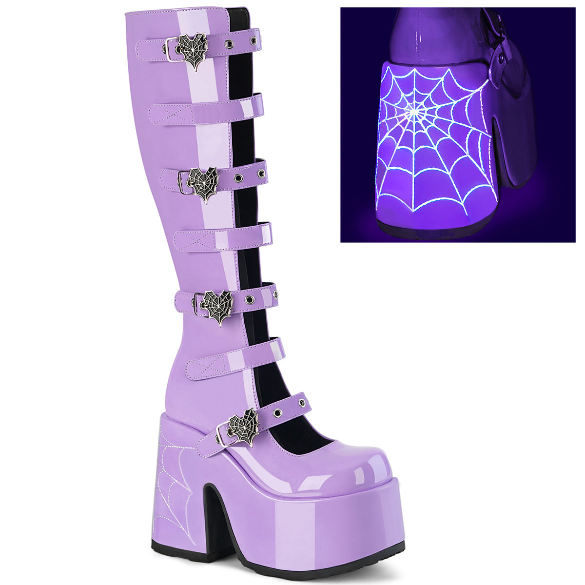 DemoniaCult Camel 223 Womens 5" Chunky Heeled, Platform Knee High Boots
