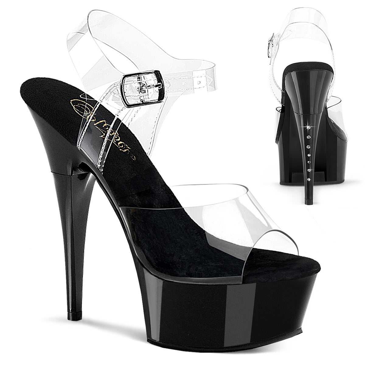 Pleaser Captiva 608 Womens 6" Heel, Platform Pole Dancing Rhinestone Sandal
