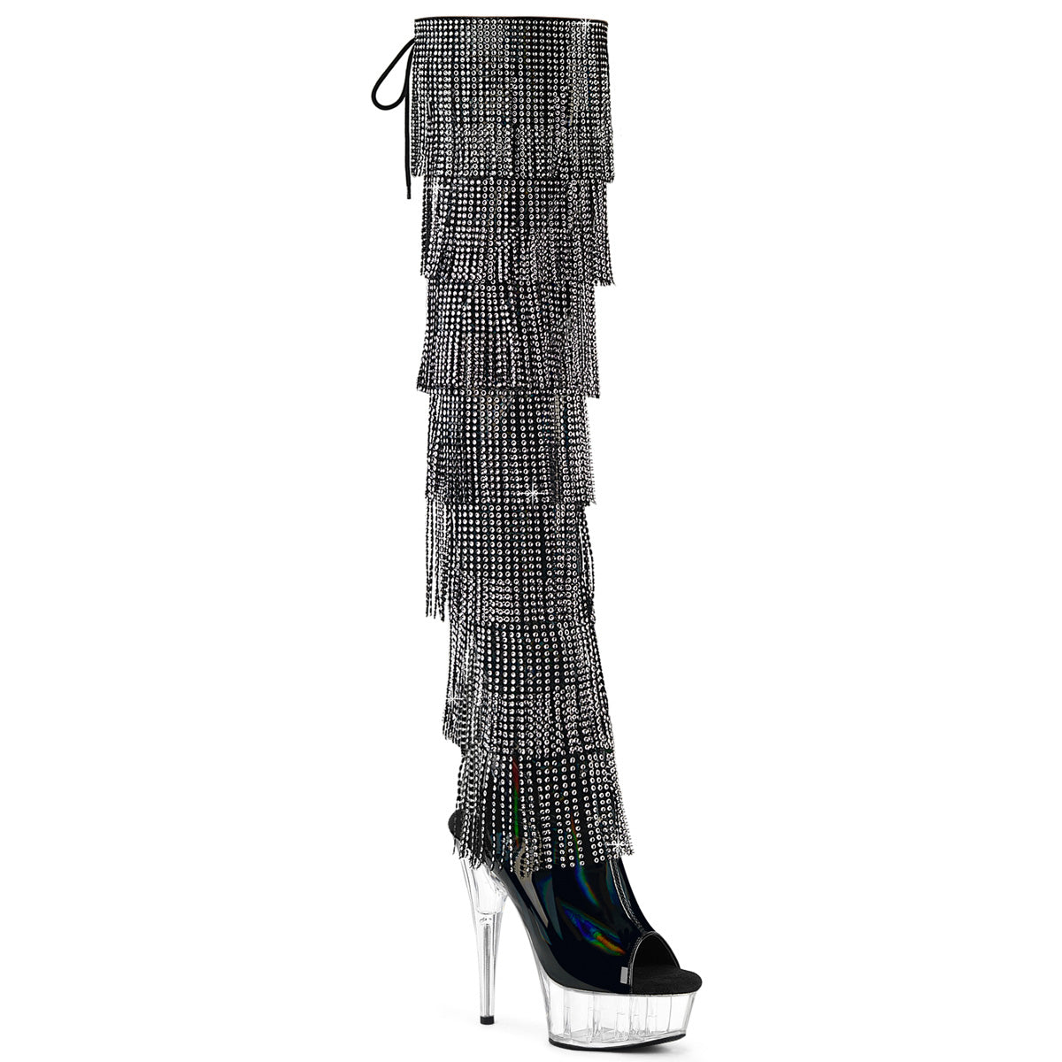 Pleaser Delight 3017HG-F Womens 6 Inch Heel, Platform Back Lace Peep-Toe Thigh Boots