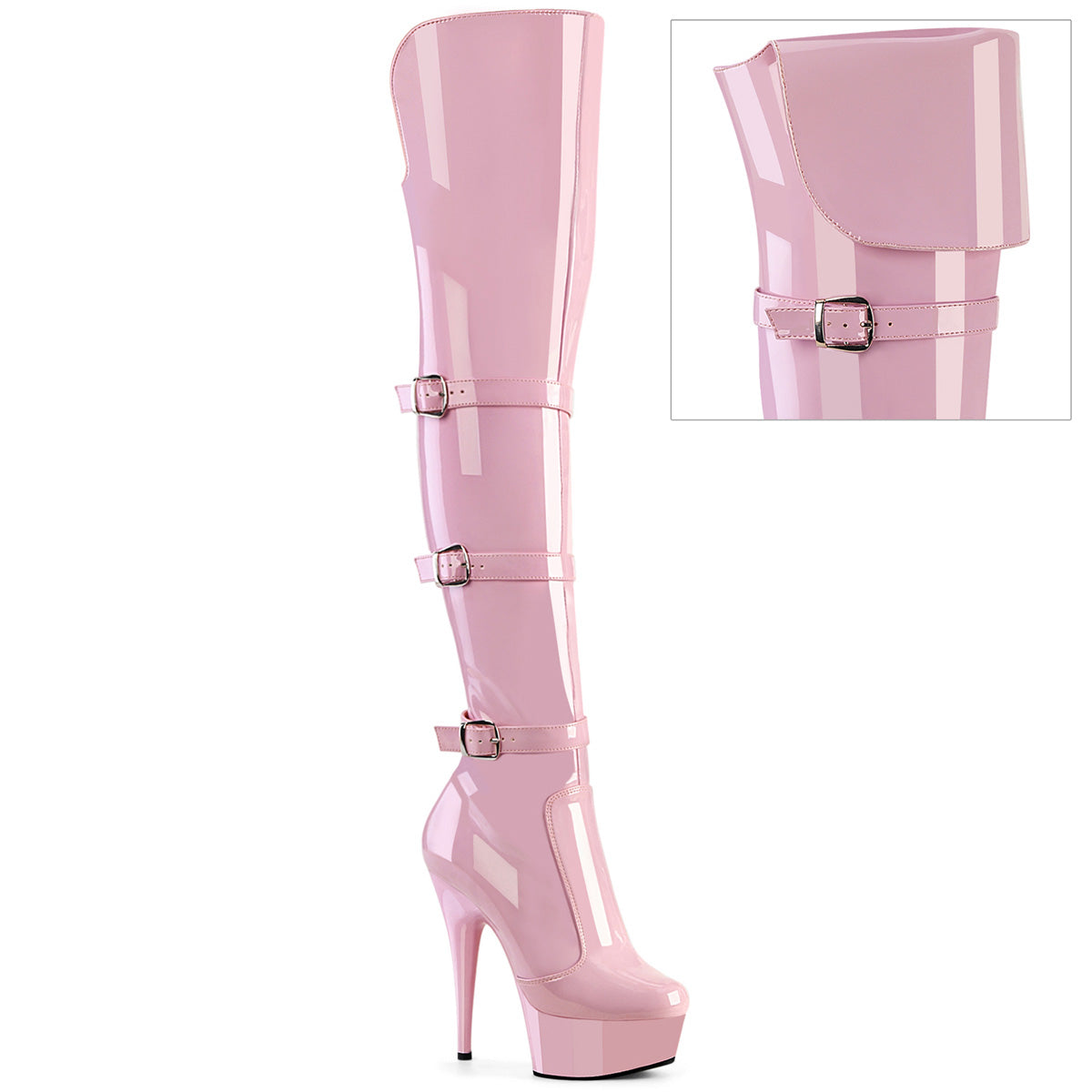 Pleaser Delight 3018 Womens 6 Inch Heel, Platform Back Lace Thigh Boots
